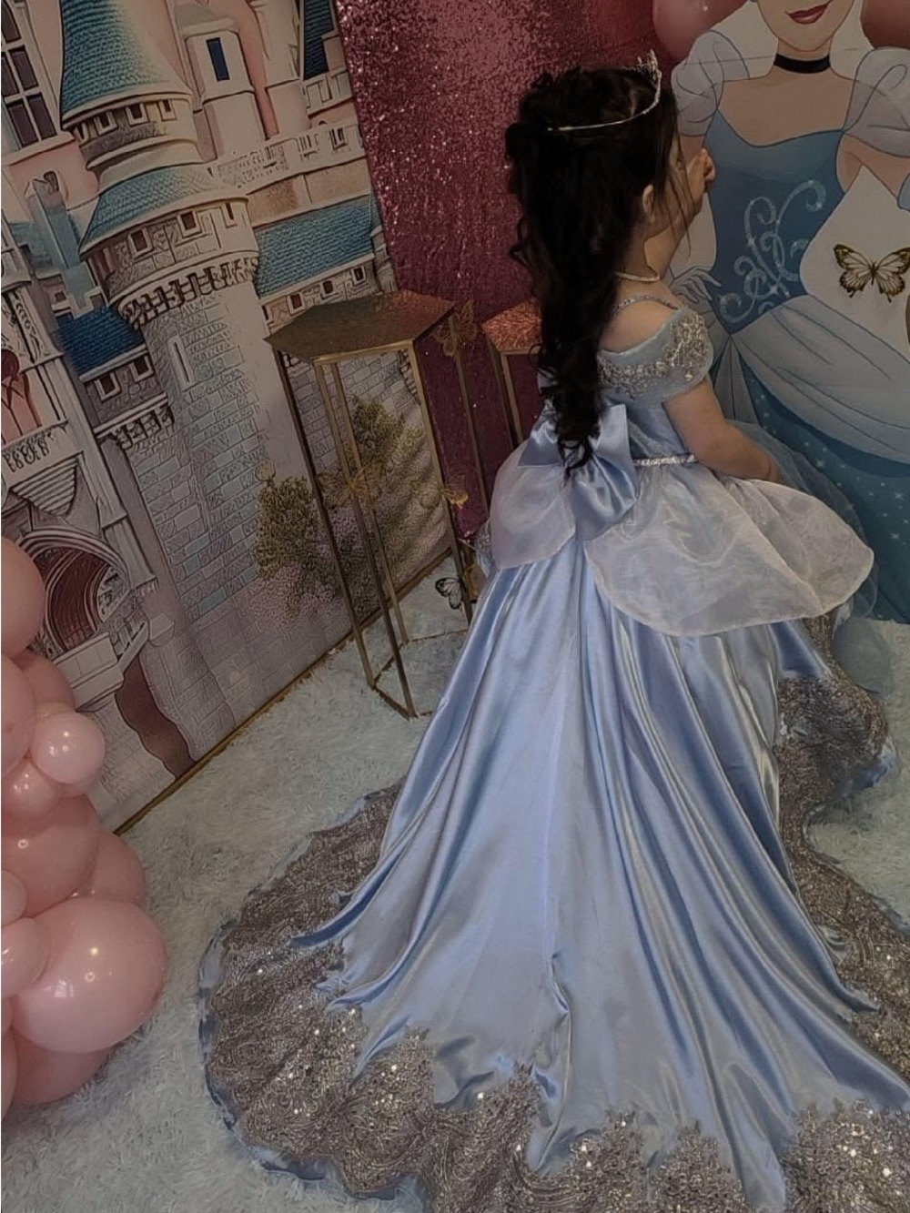 Girls' Light Blue Princess Ball Gown Dress